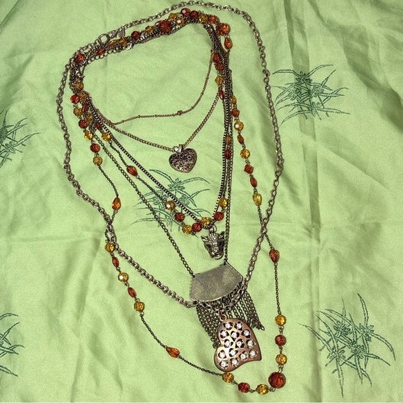 Bronze jewelry bundle jaguar heart boho mystical lot of necklaces - Picture 3 of 11